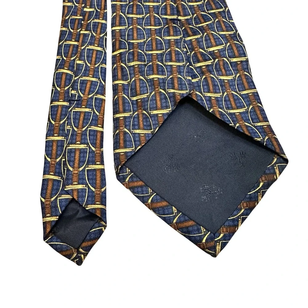 Brooks Brothers Makers Navy Silk Equestrian Stirrup Pattern Tie Heritage‎ USA